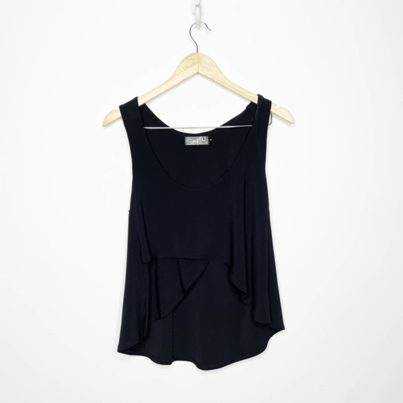 Sympli Scoop neck tiered high low layering tank top vest black pullover womens 4 - Picture 3 of 6
